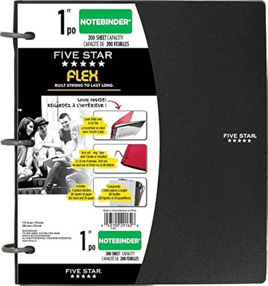 B&N ハン 5-STAR Five Star Flex NoteBinder, 10.75” x 11.5” Size, Includes 2